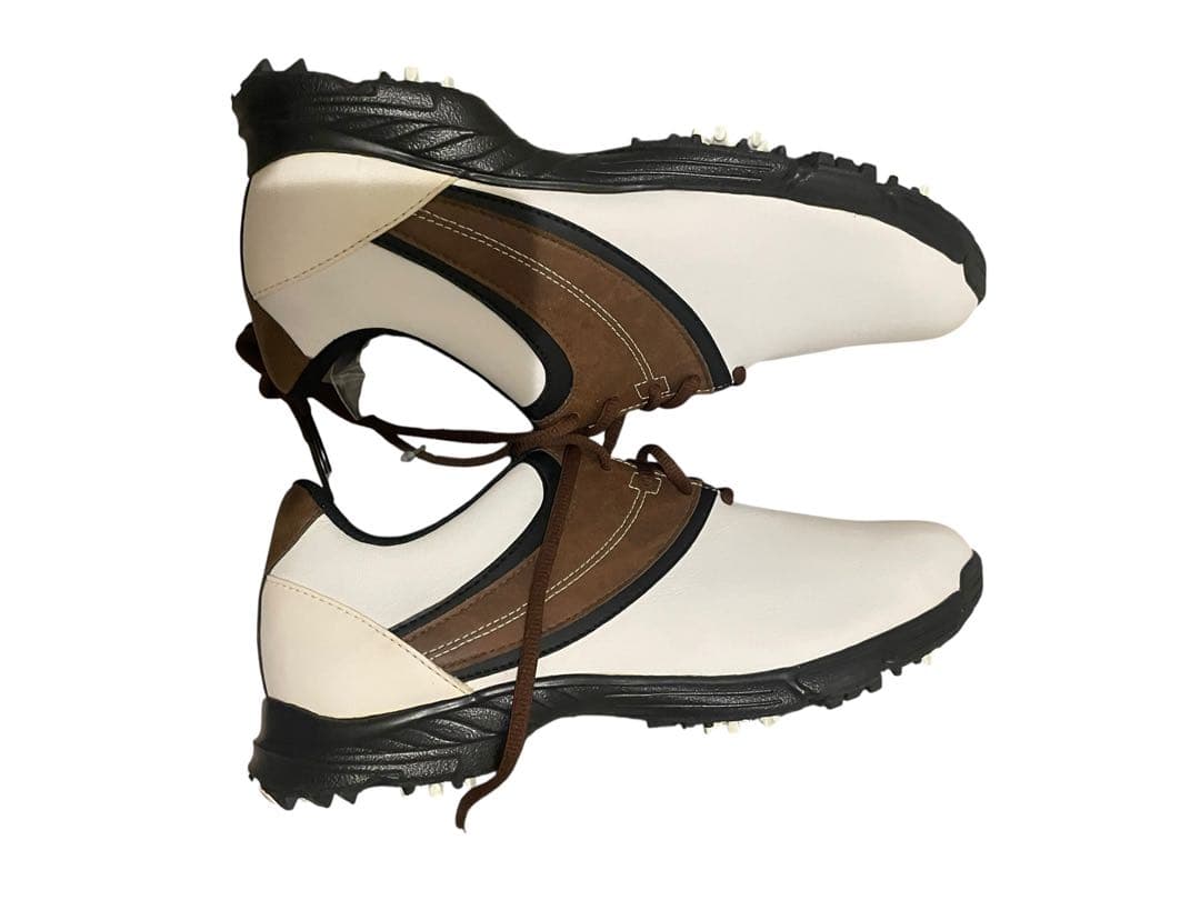 【美品】adidas ゴルフシューズ ホワイト/ブラウン 新品タグ付き