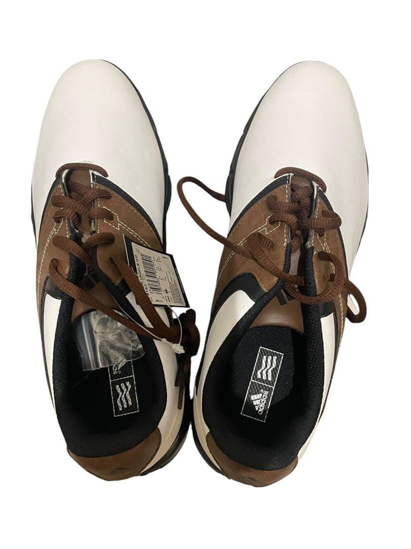 【美品】adidas ゴルフシューズ ホワイト/ブラウン 新品タグ付き