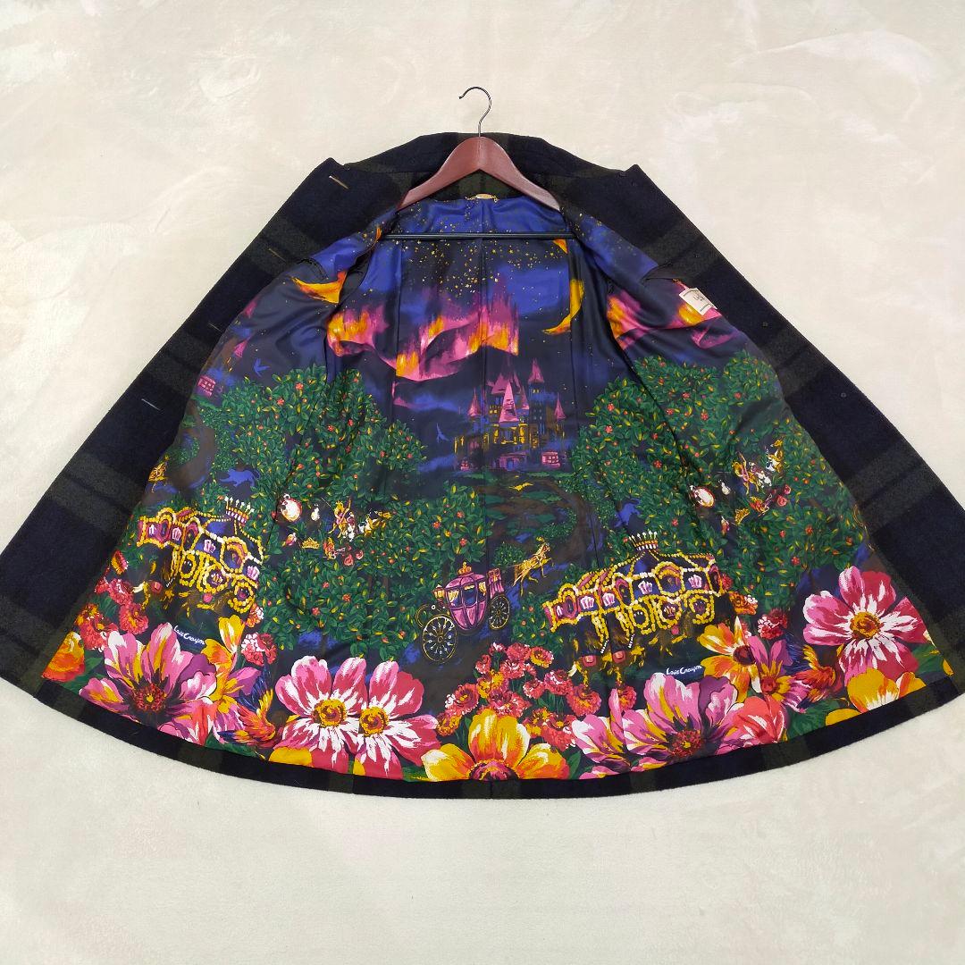 美品　Lois CRAYON　チェック柄　裏地総柄　ロングコート