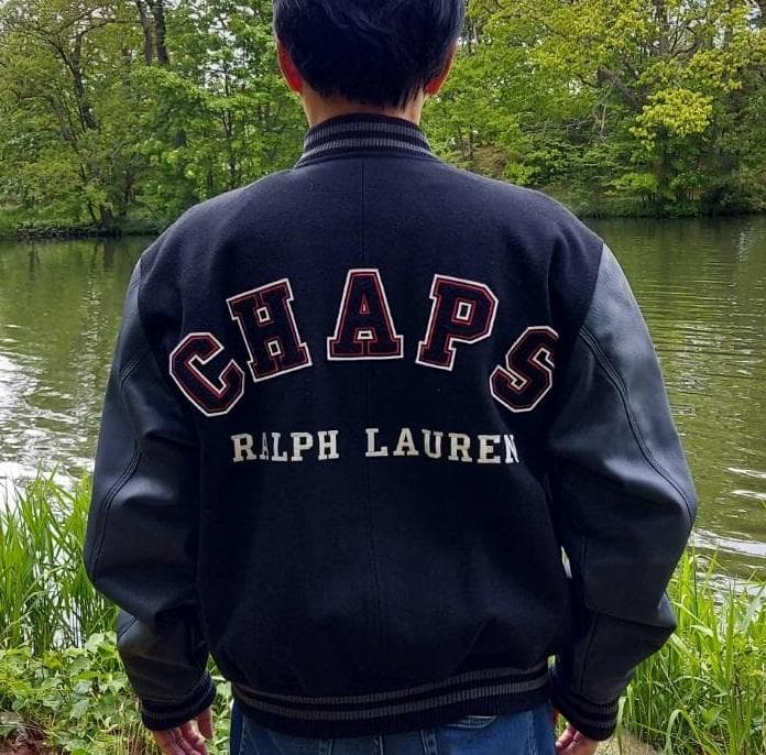 ラルフローレン Mサイズ スタジャン 黒 ブラック 袖レザー ジャケット