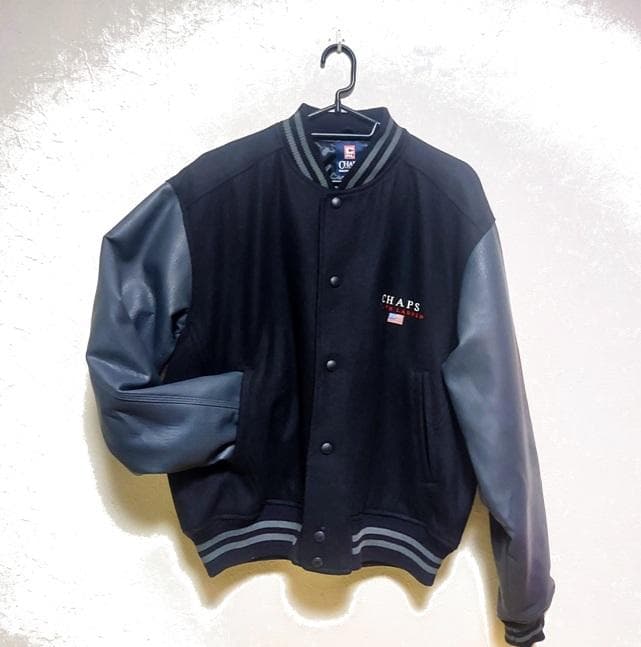 ラルフローレン Mサイズ スタジャン 黒 ブラック 袖レザー ジャケット