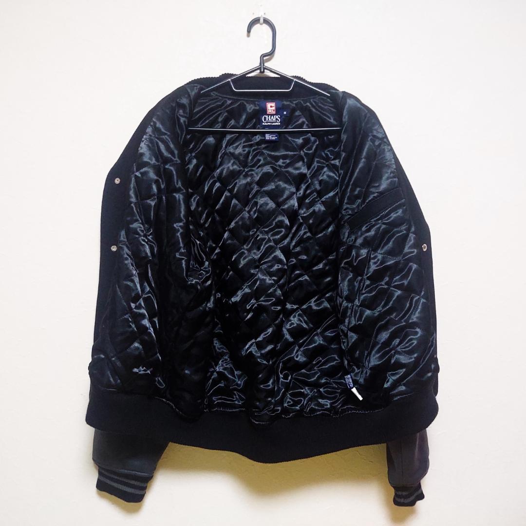 ラルフローレン Mサイズ スタジャン 黒 ブラック 袖レザー ジャケット