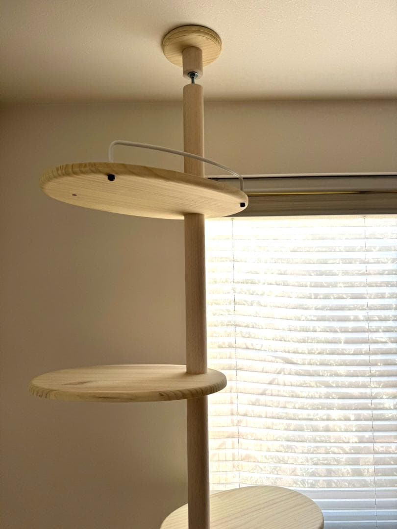 popichan　天然木　突っ張り型キャットタワー 5段 　2ｍ40ｃｍ