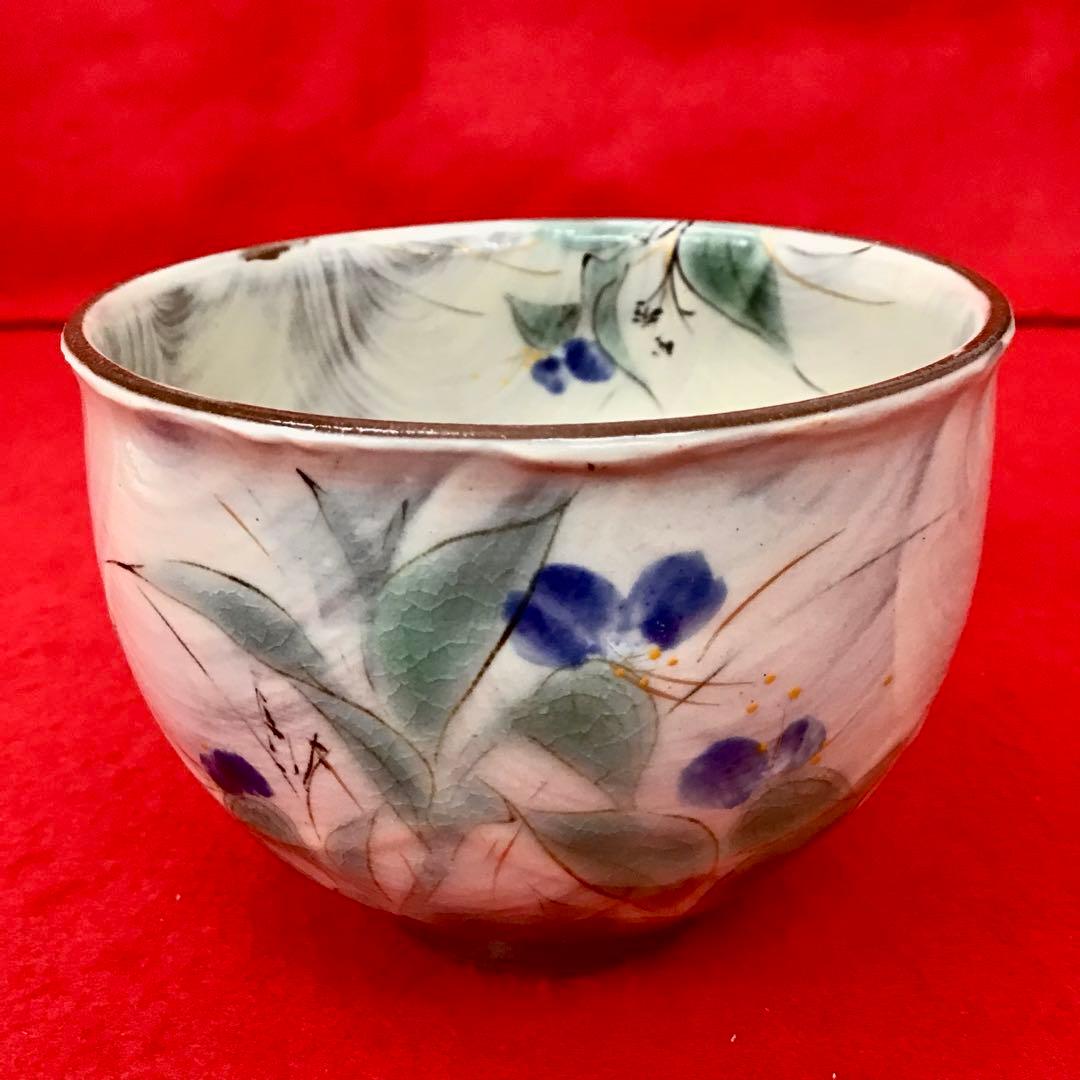 清水焼　茶碗　湯呑み　季節の花　5客セット売り　花柄和食器セット