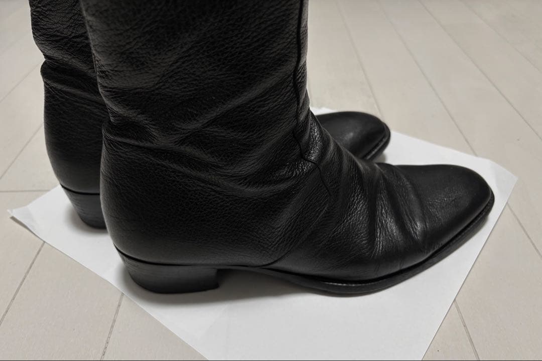 【美品】Saint Lawrent シュリンクレザー サイドジップブーツ