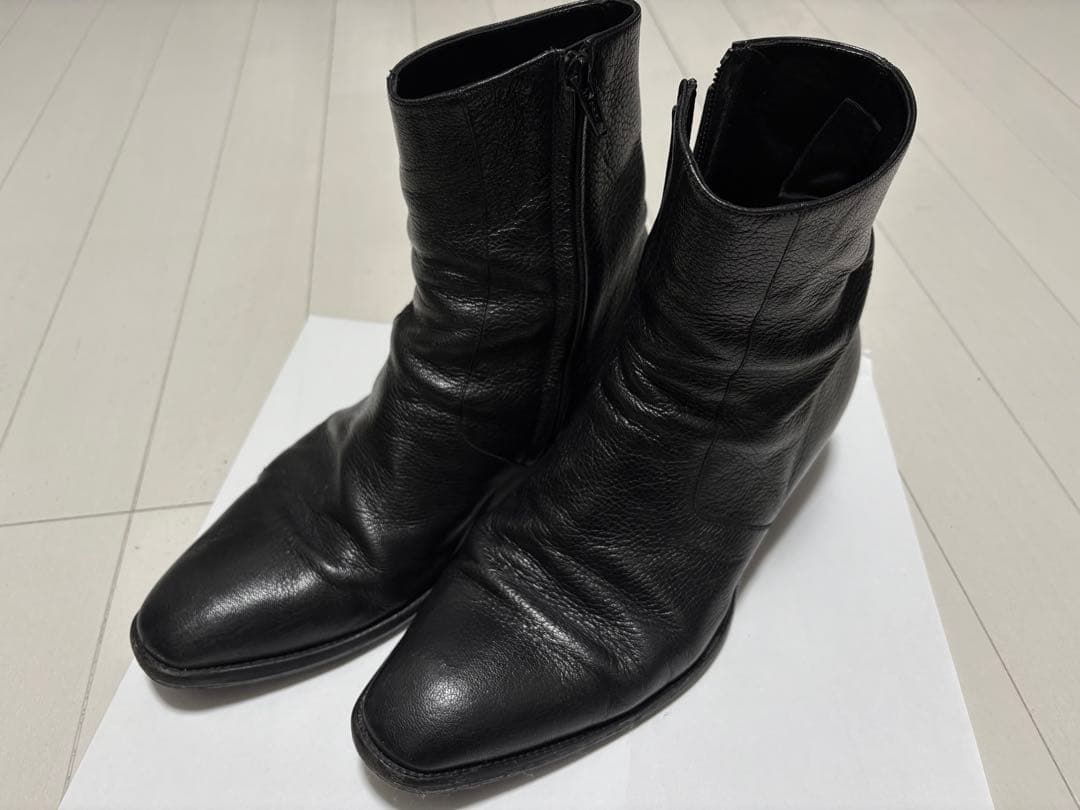 【美品】Saint Lawrent シュリンクレザー サイドジップブーツ