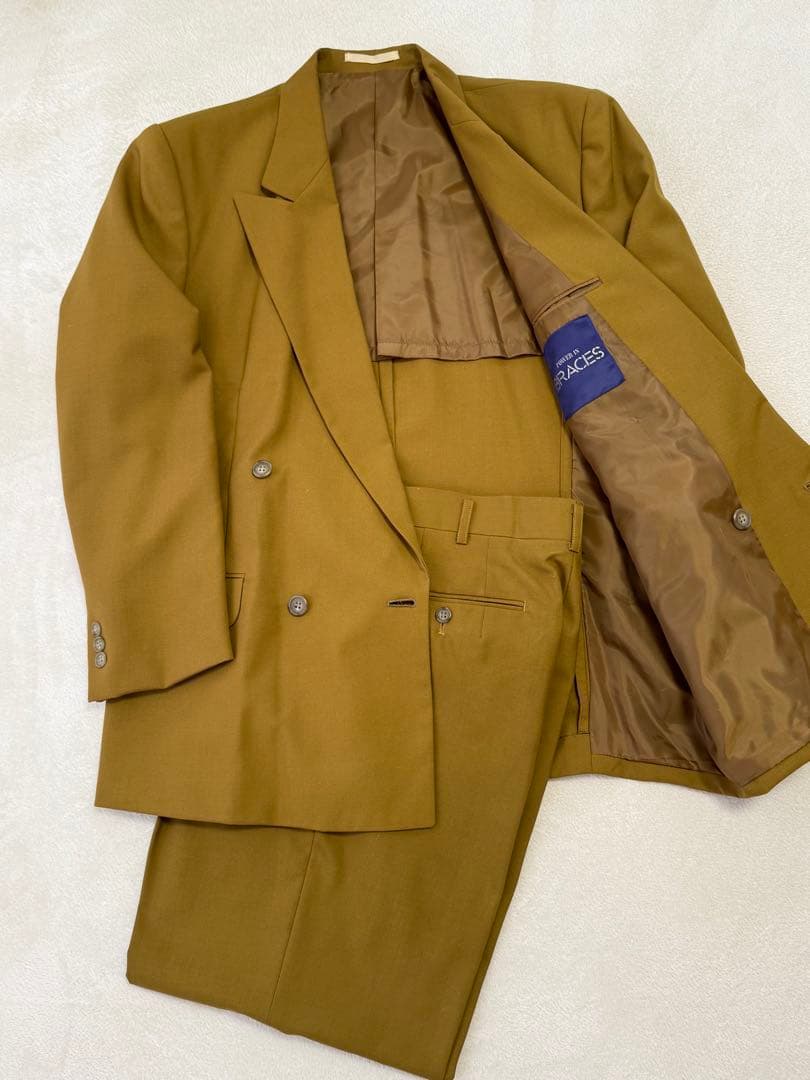 【菅田将暉】マスタードダブルスーツ ウール混　 サイズM
