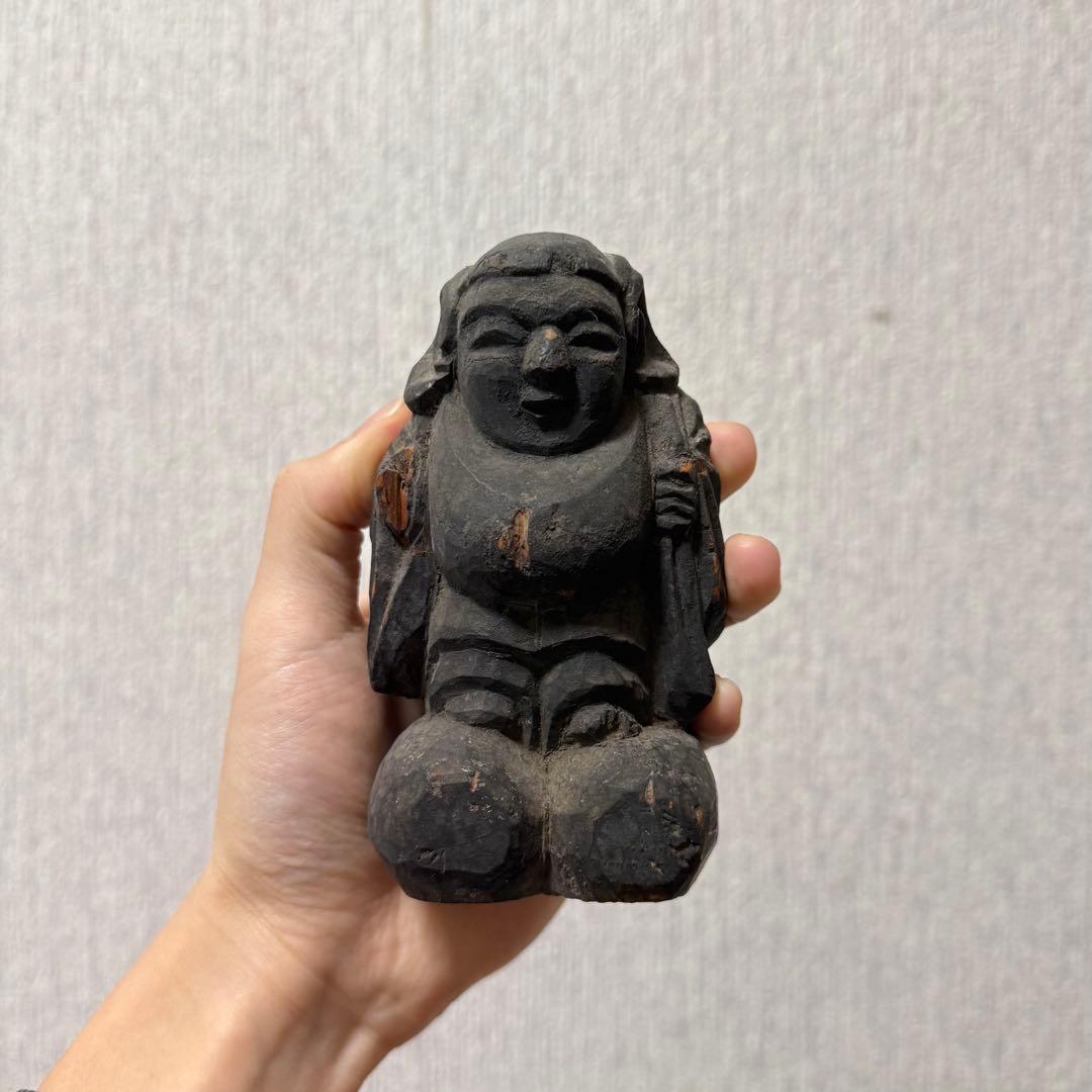 七福神 大黒天 恵比寿天 民衆仏 仏像 木彫 江戸時代 古美術 骨董 古民藝