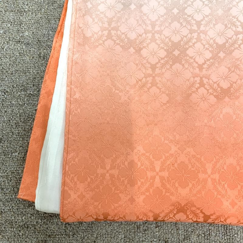 502ax50□お宮参り 女児 長襦袢付 七五三にも 五つ紋 色無地 地紋□美品