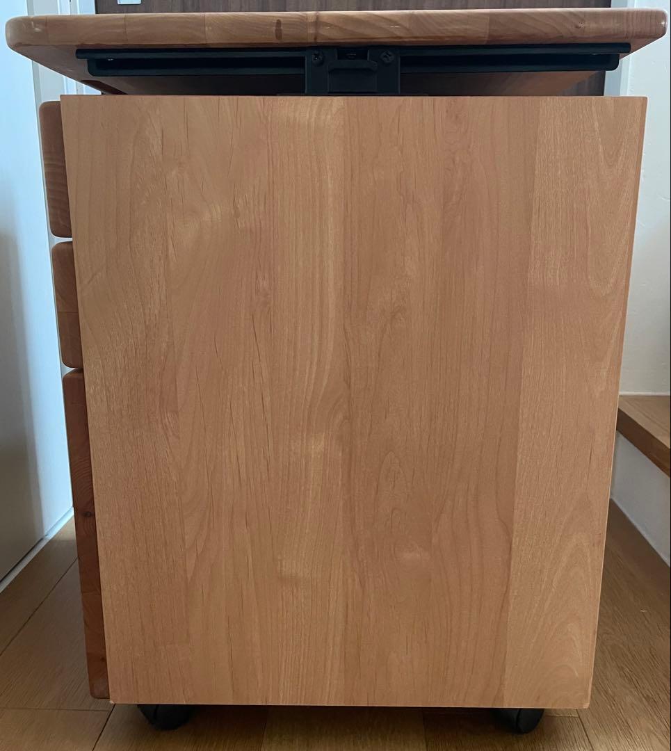 堀田木工所　hotta woody　昇降式　ワゴン　袖机　鍵　学習机　国産　無垢