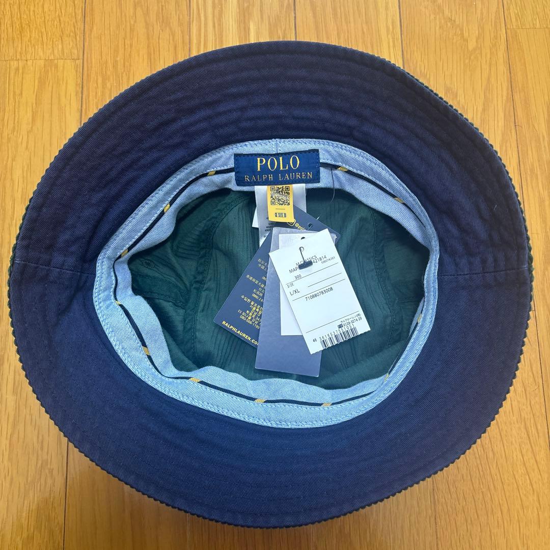 【新品】Polo ラルフローレン バケットハット L/XLグリーン コーディロイ