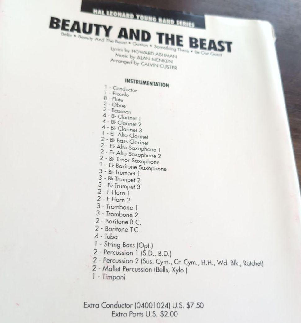 ディズニー　輸入吹奏楽楽譜　BEAUTY AND THE BEAST