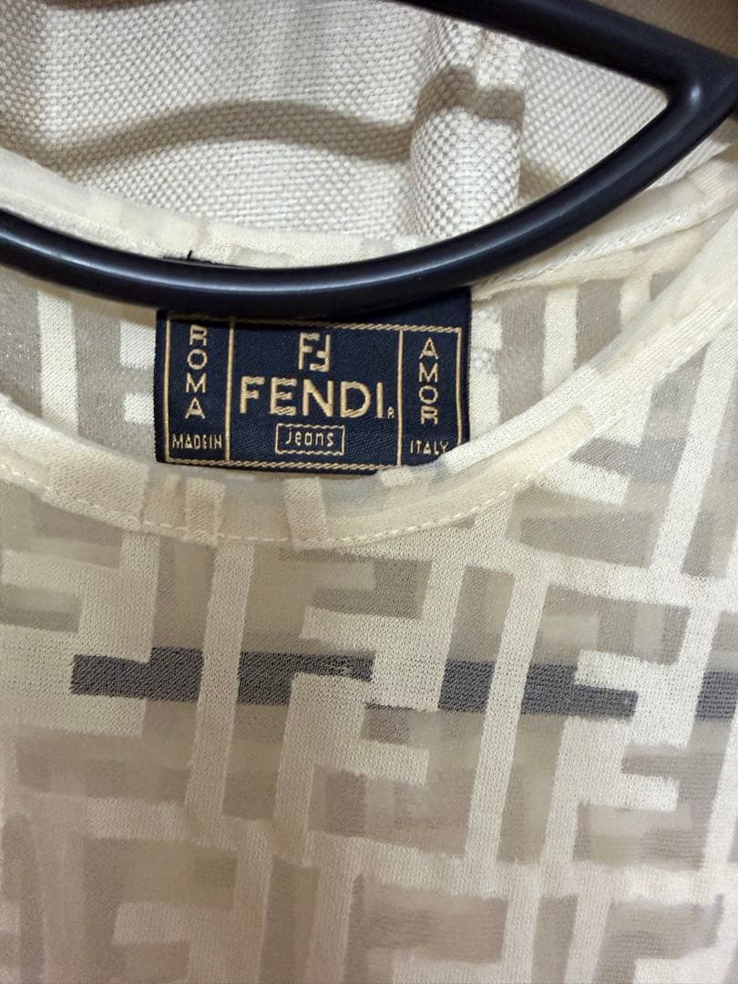 未使用 FENDI ズッカ柄 FFロゴ メッシュ シースルー Tシャツ y2k