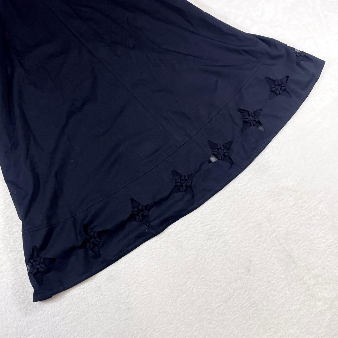 トクコ TOKUKO 1er VOL Aラインコート 黒 星モチーフ 伸縮性