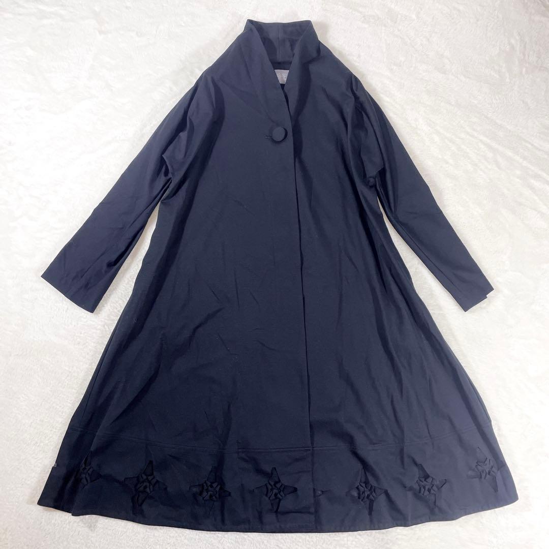 トクコ TOKUKO 1er VOL Aラインコート 黒 星モチーフ 伸縮性