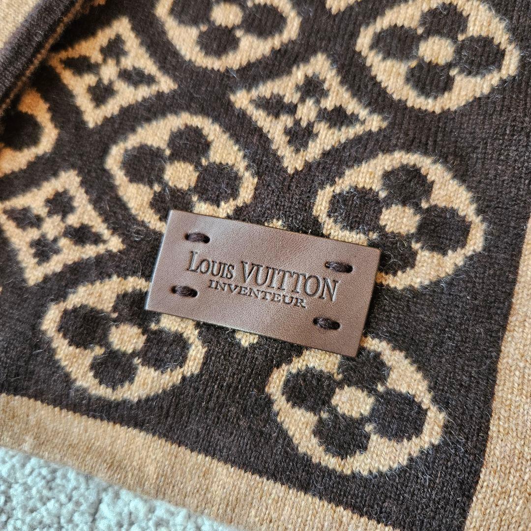 ルイヴィトン カシミヤ100% モノグラムマフラー リバーシブル/ストールバッグ