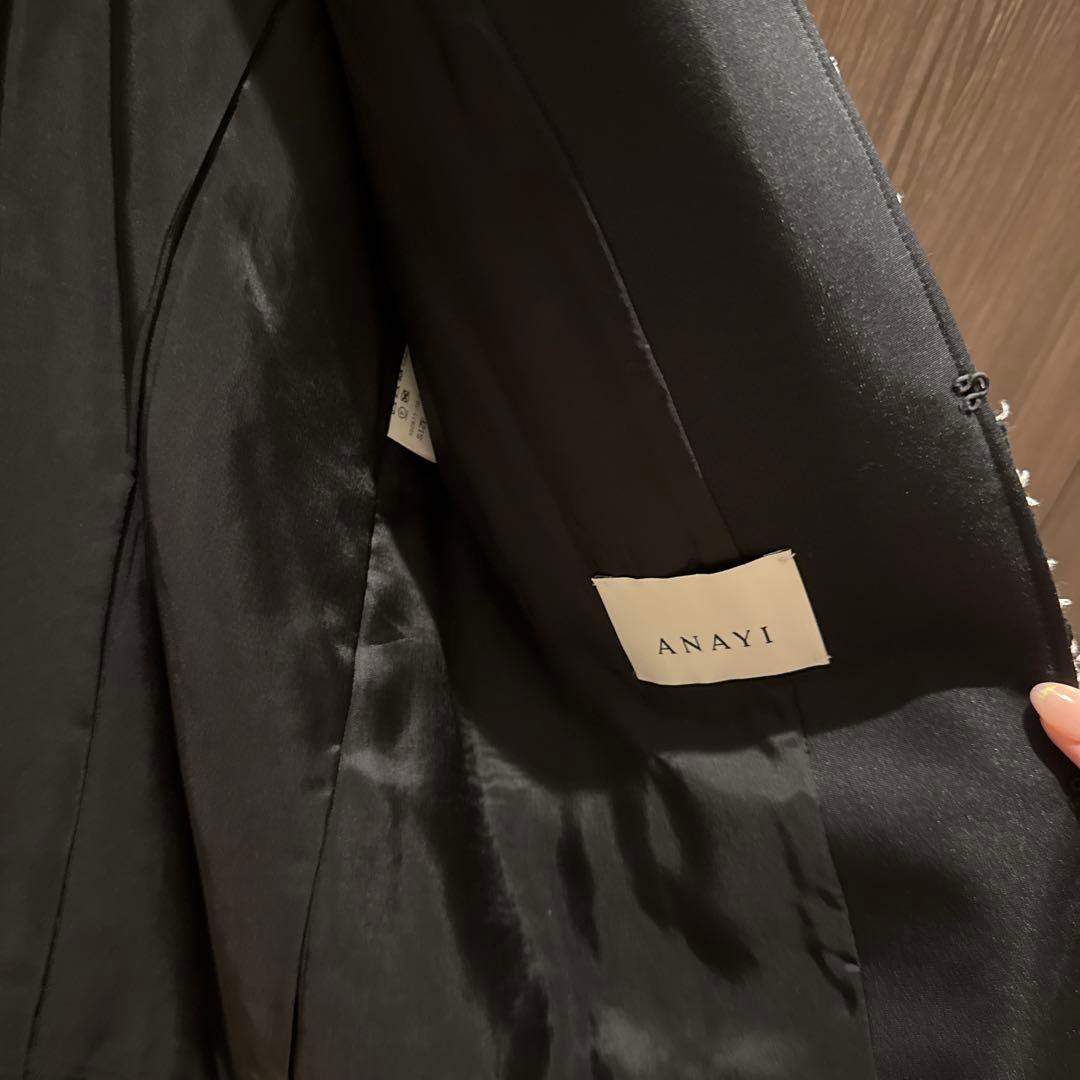 2025年新作ミニドットツイードノーカラー ジャケット　アナイ