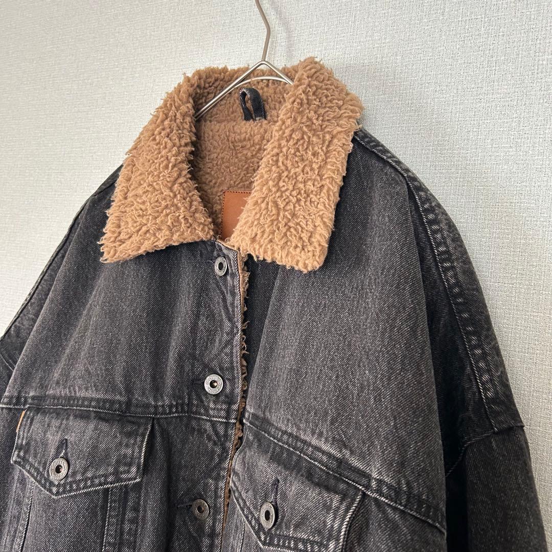 スピックアンドスパン【5 2/1】ボアデニムジャケット M ブラック