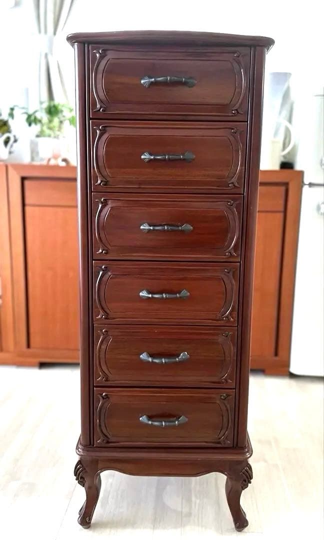 マホガニー　チェスト　6段 無垢材 ギギリビング 猫脚　木製 収納家具