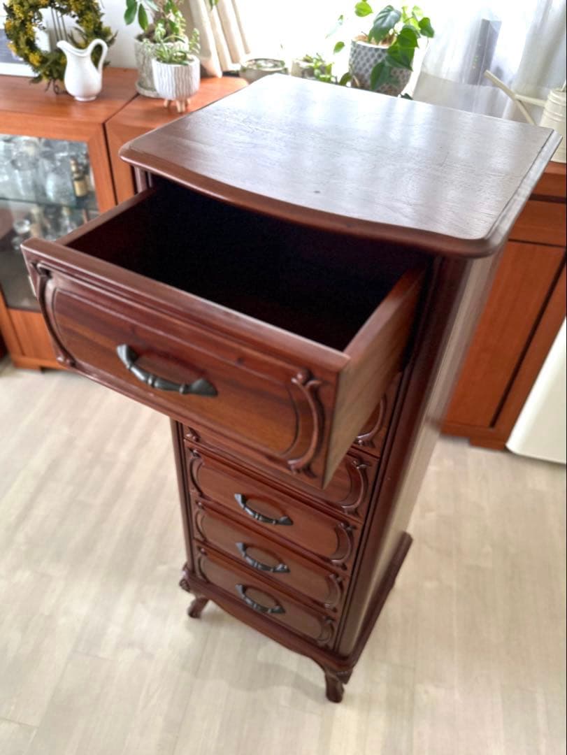 マホガニー　チェスト　6段 無垢材 ギギリビング 猫脚　木製 収納家具