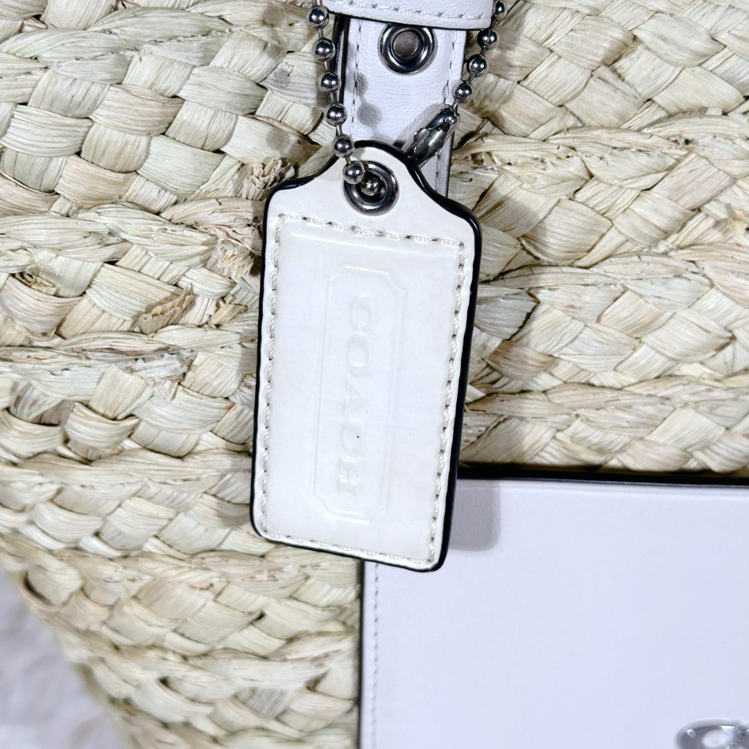 【美品】 ★日本未発売★ COACH コーチ ホワイト かごバッグ A4収納