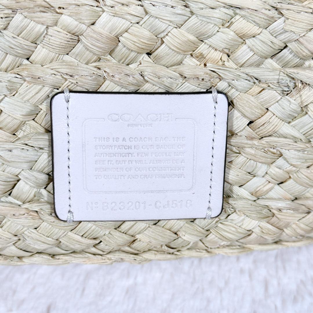 【美品】 ★日本未発売★ COACH コーチ ホワイト かごバッグ A4収納