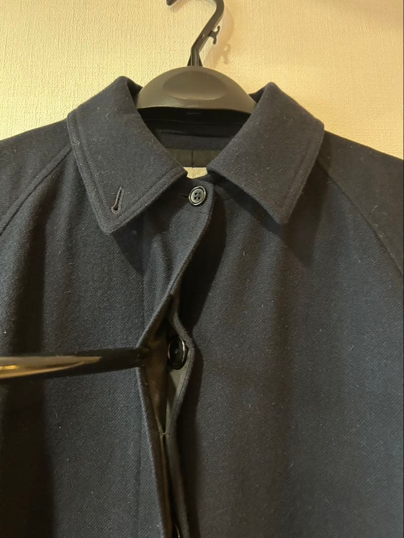 MARGARET HOWELL濃紺ウールロングコート　ステンカラーベルト　美品！