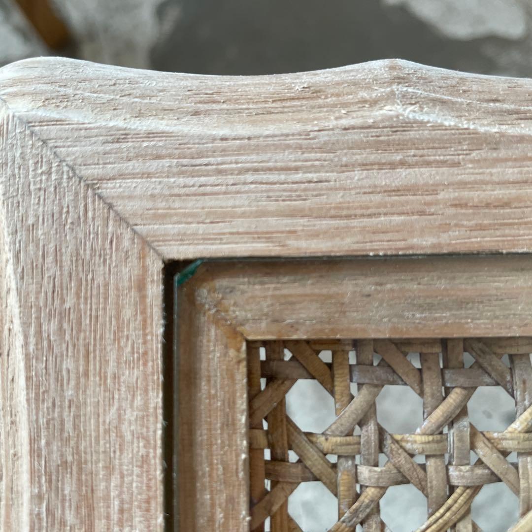 ガラストップサイドテーブル ガラストップベッドサイドテーブル　小　猫脚　剥離