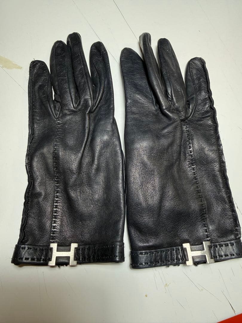エルメス⭐︎レザー手袋 ブラック サイズ7 ⭐︎HERMES