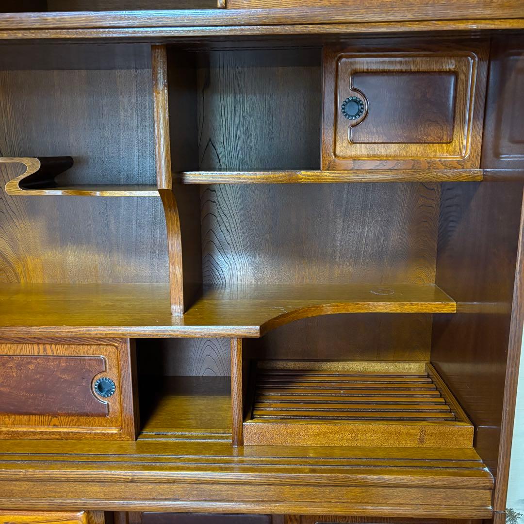 最終値下げ⭐️茶箪笥 茶棚 水箪笥 昭和レトロ 飾り棚 ケヤキ 漆塗り 2段重ね