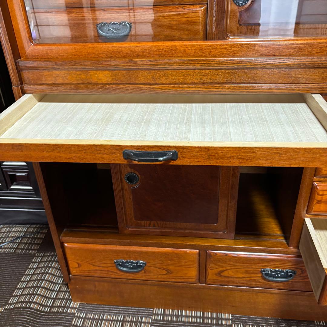 最終値下げ⭐️茶箪笥 茶棚 水箪笥 昭和レトロ 飾り棚 ケヤキ 漆塗り 2段重ね