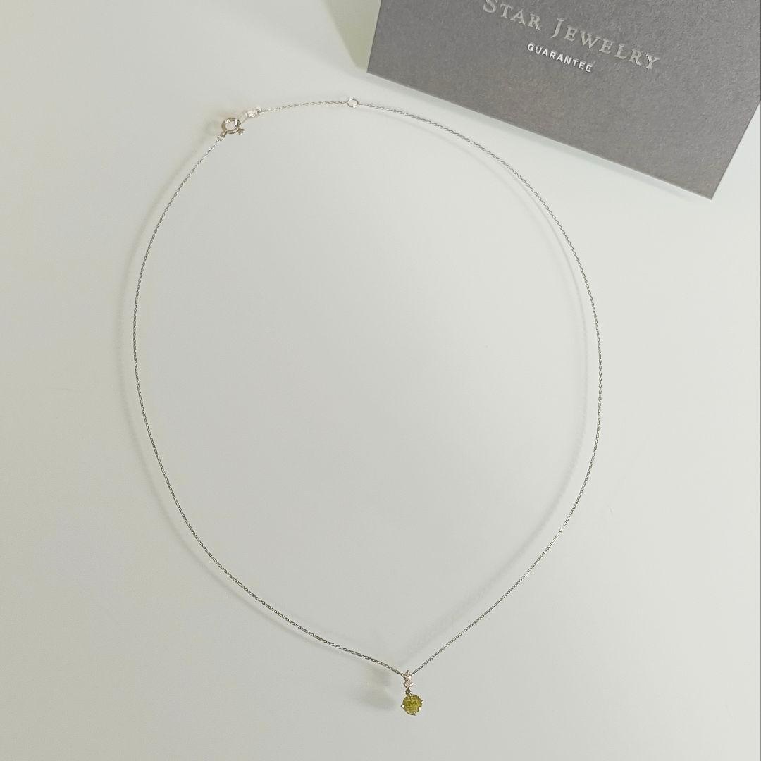 美品　スタージュエリー　プラチナ　ペリドット　クロッシングスター　ネックレス