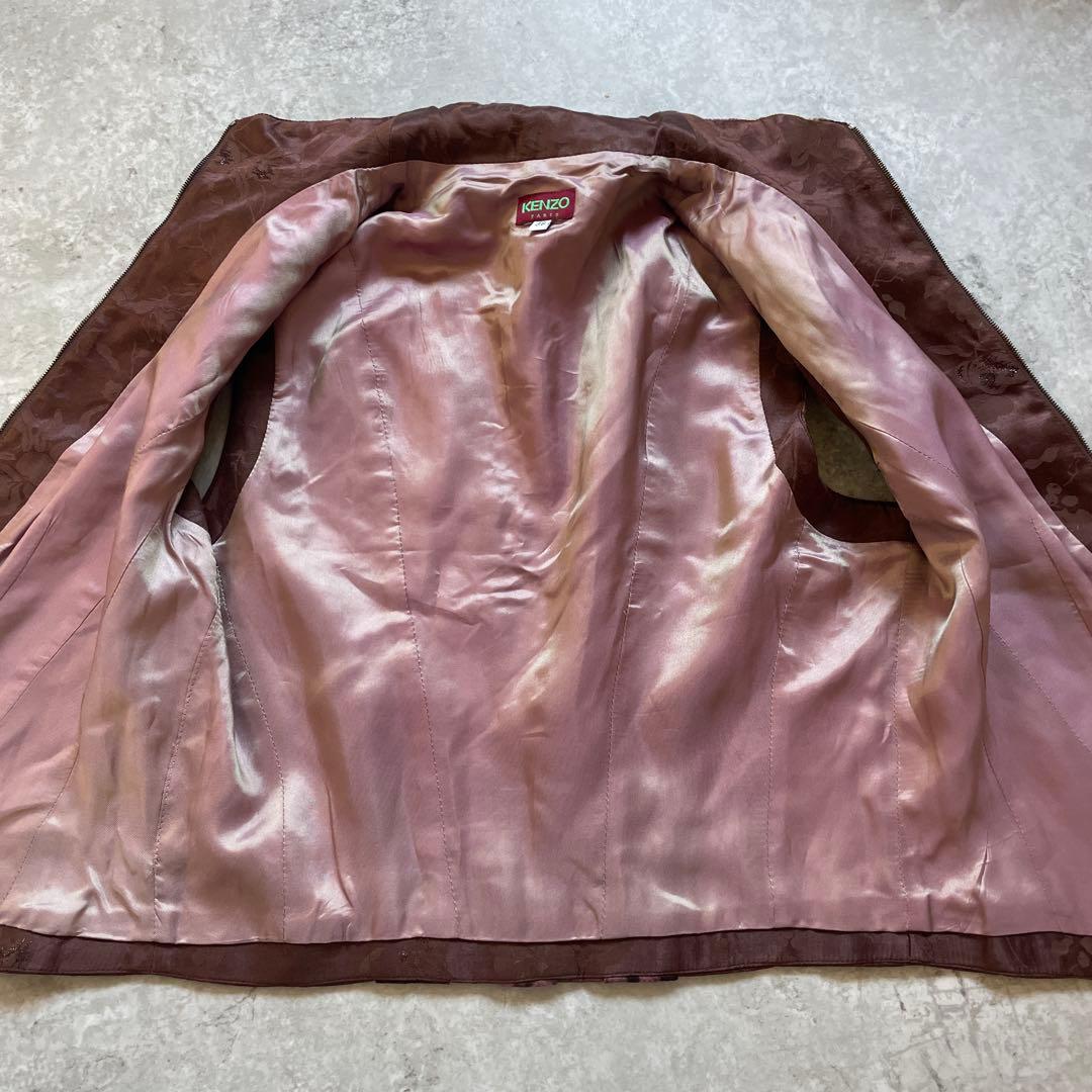 KENZO ケンゾー　花柄　ベスト　38 M ブラウン　ジップアップ　異素材