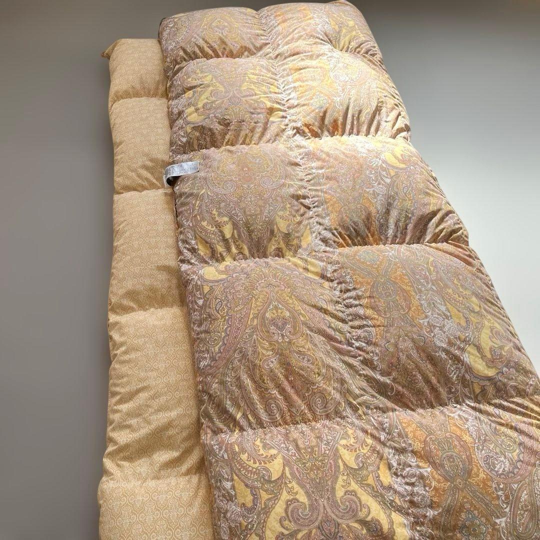 東京 西川産業 羽毛布団 ダブルサイズGolden Night ペイズリー柄