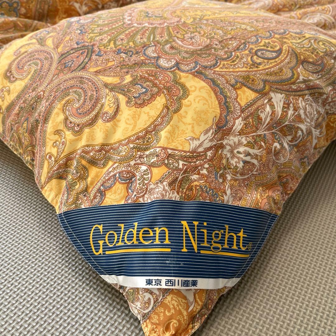 東京 西川産業 羽毛布団 ダブルサイズGolden Night ペイズリー柄
