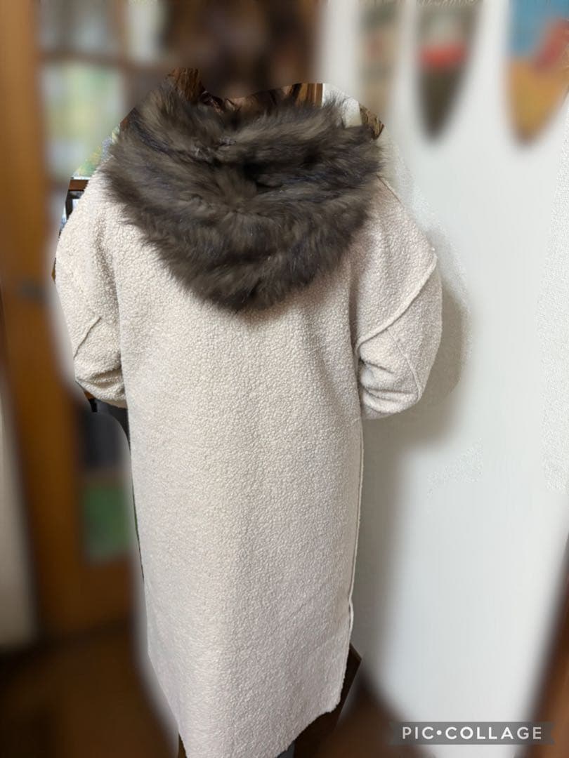 ブラウン系 フォックスファーベスト フード付き