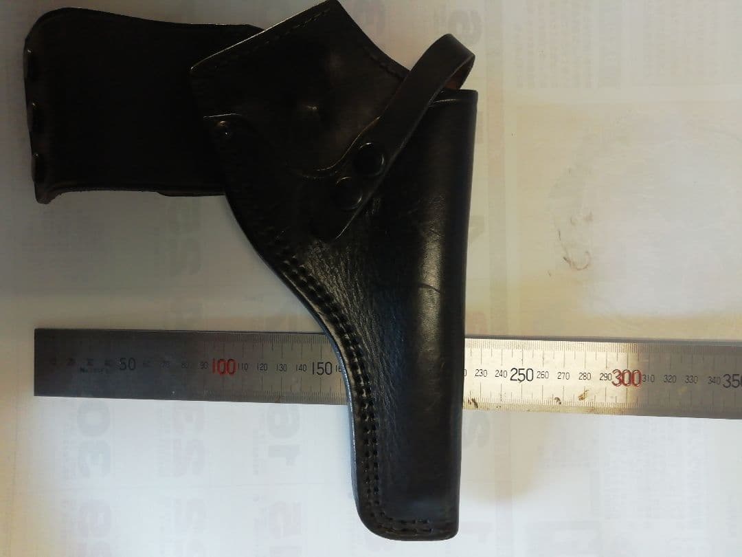 ブラックレザー 右利き用ホルスター　個人装備品　株和宏製造