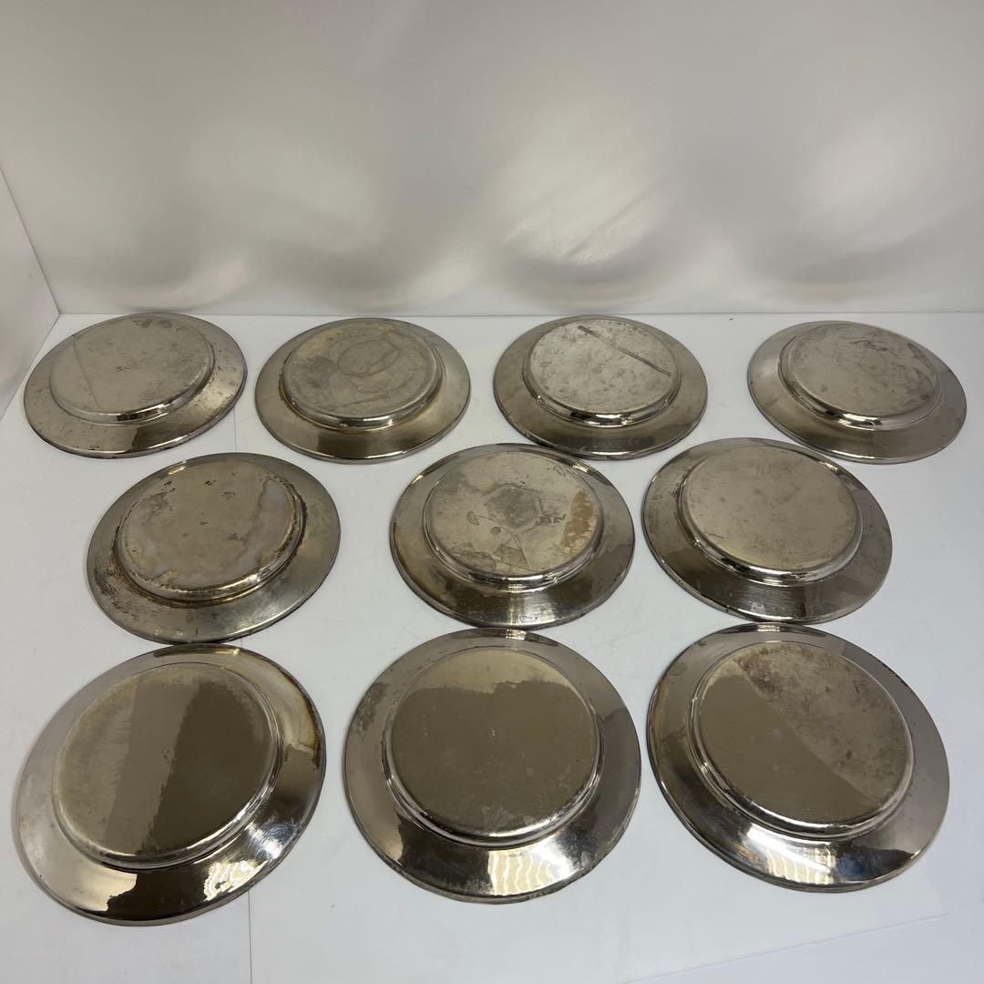 巧益　在銘　中皿 10枚　1390g 幅17cm 東K8-0119①