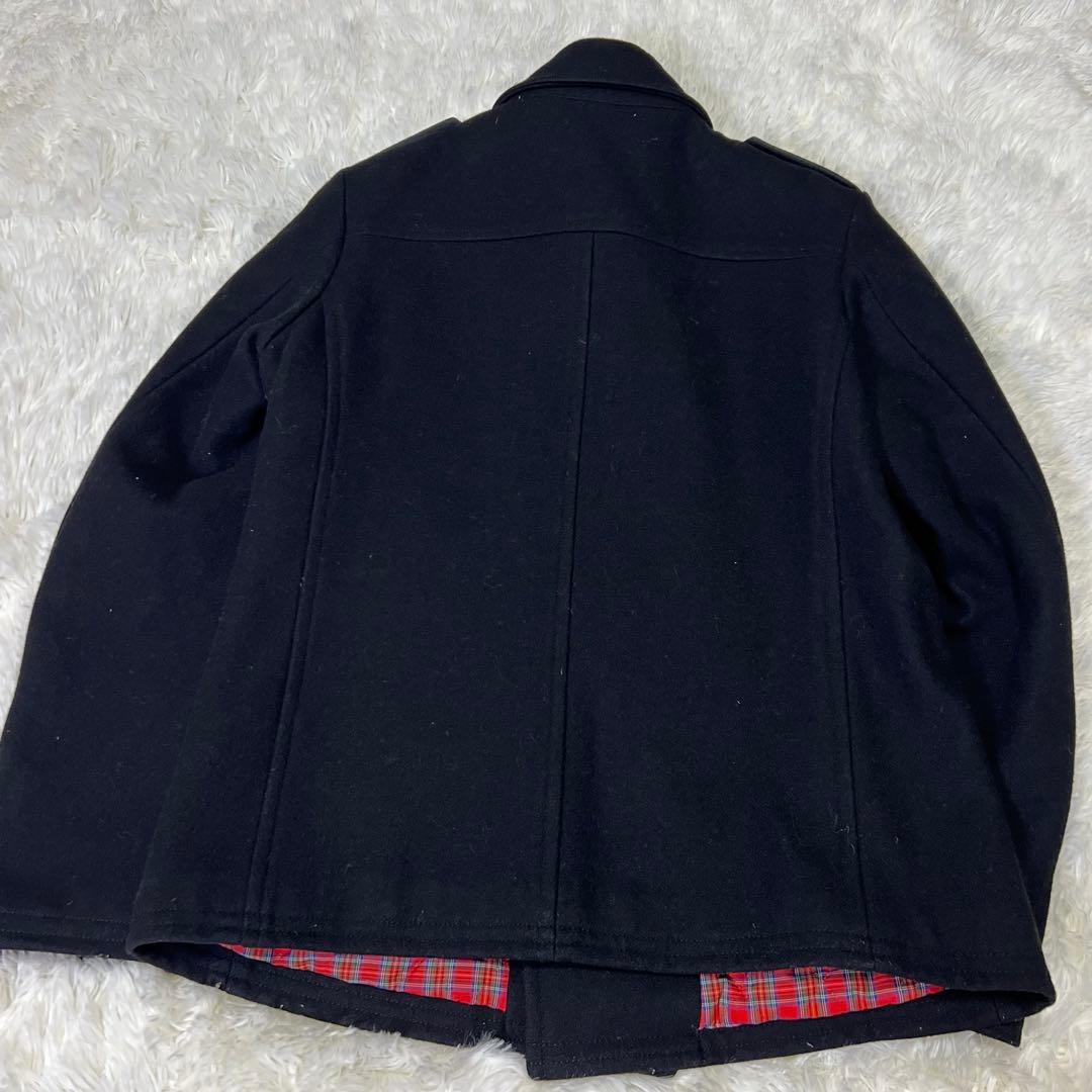 大きめ 美品✨️フレッドペリー Pコート 裏地 総柄 チェック XLダークネイビー