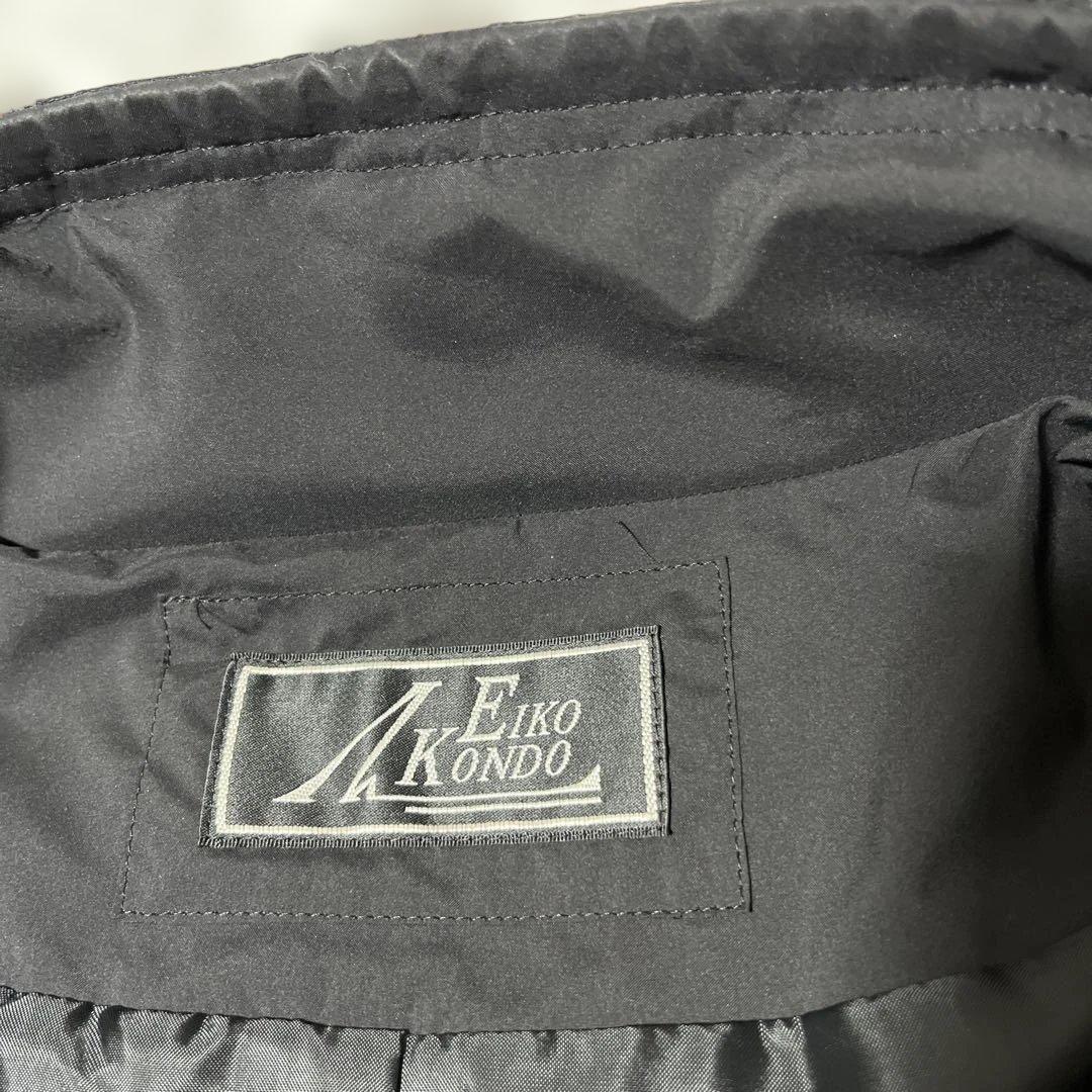 未使用級　エイココンドウ 異素材 ウールブレンドコートワイヤー襟　42