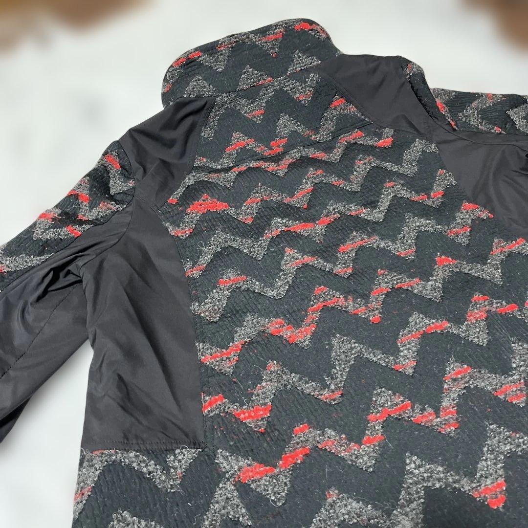 未使用級　エイココンドウ 異素材 ウールブレンドコートワイヤー襟　42