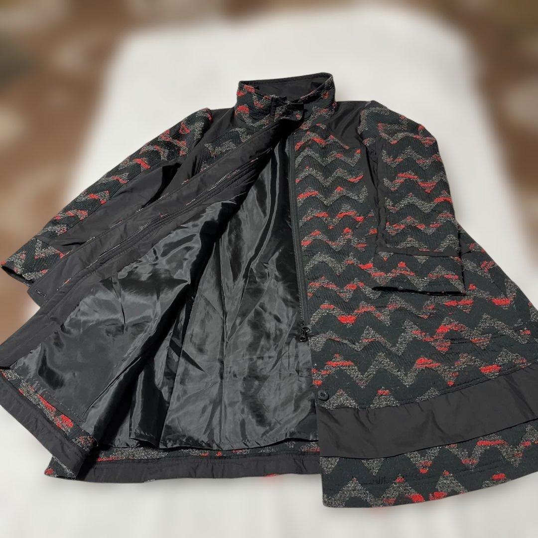 未使用級　エイココンドウ 異素材 ウールブレンドコートワイヤー襟　42