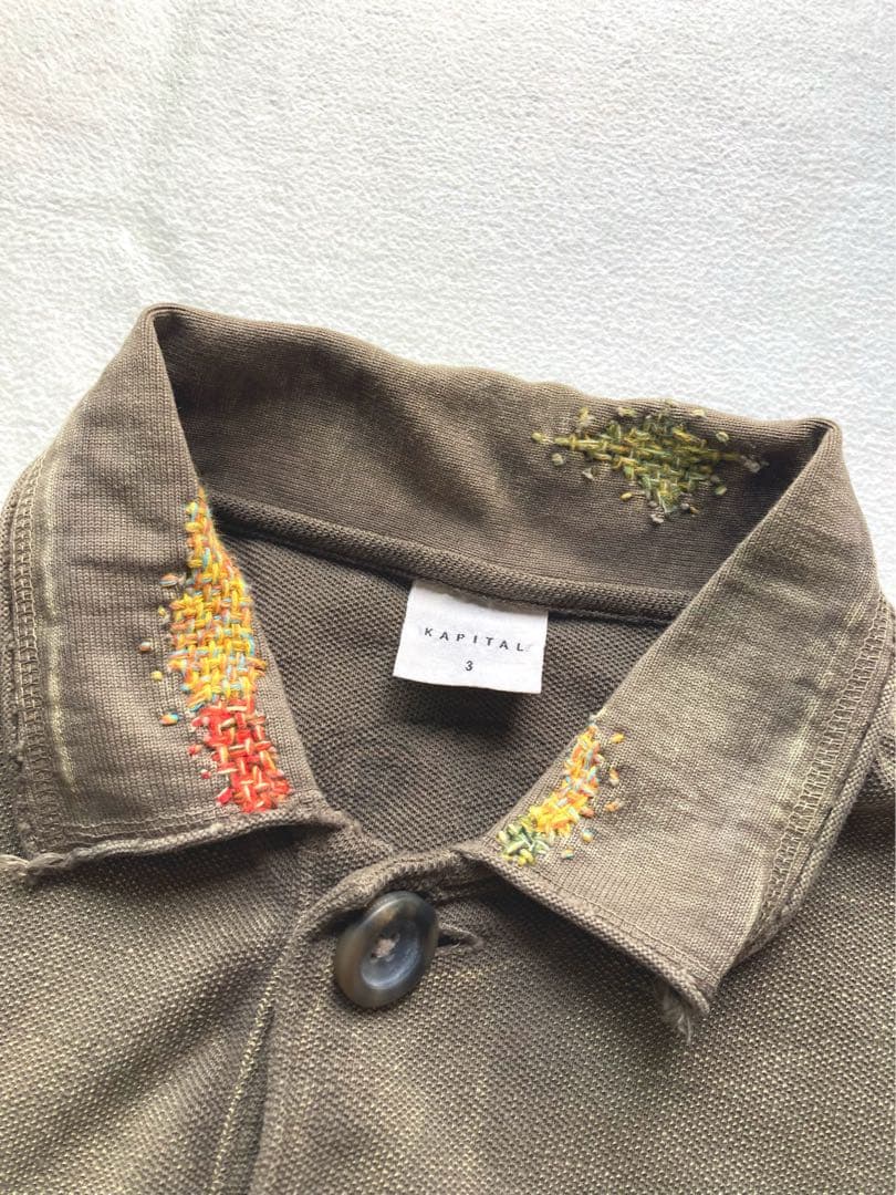 小巻毛キャピタル　KOUNTRY ポロシャツ　3 ブラウン　刺し子　美品