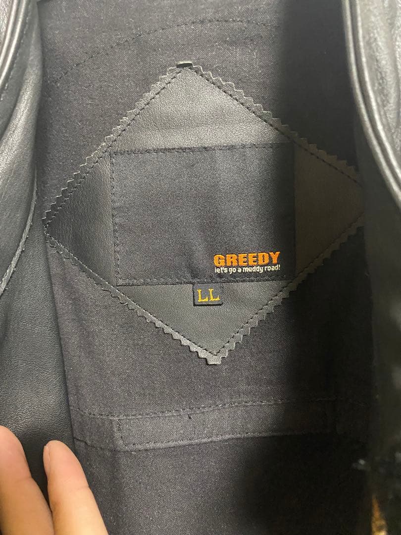 GREEDYライダースジャケット ブラック/アイボリー