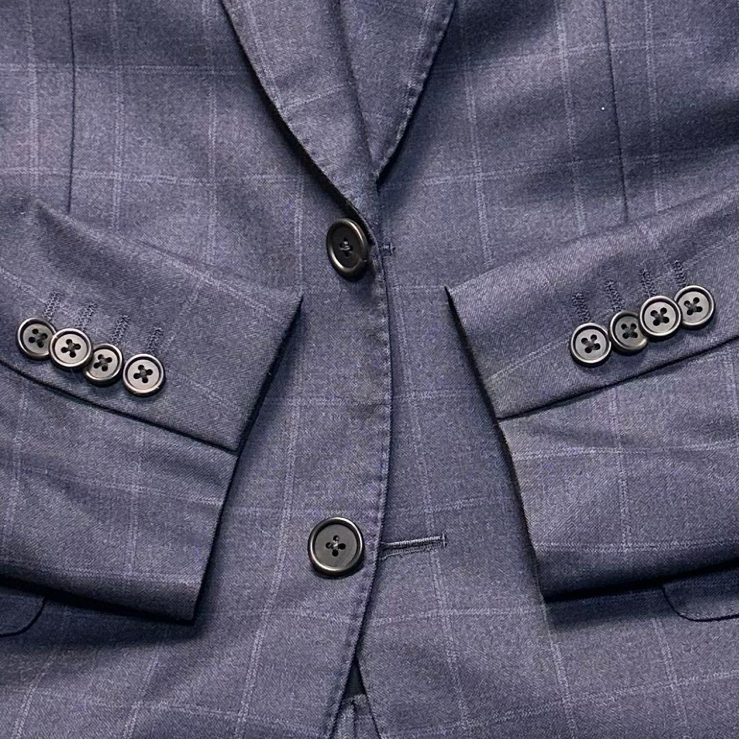 現行 極美品 ポールスミス ロロピ生地 光沢 セットアップ ネイビー 総裏 L