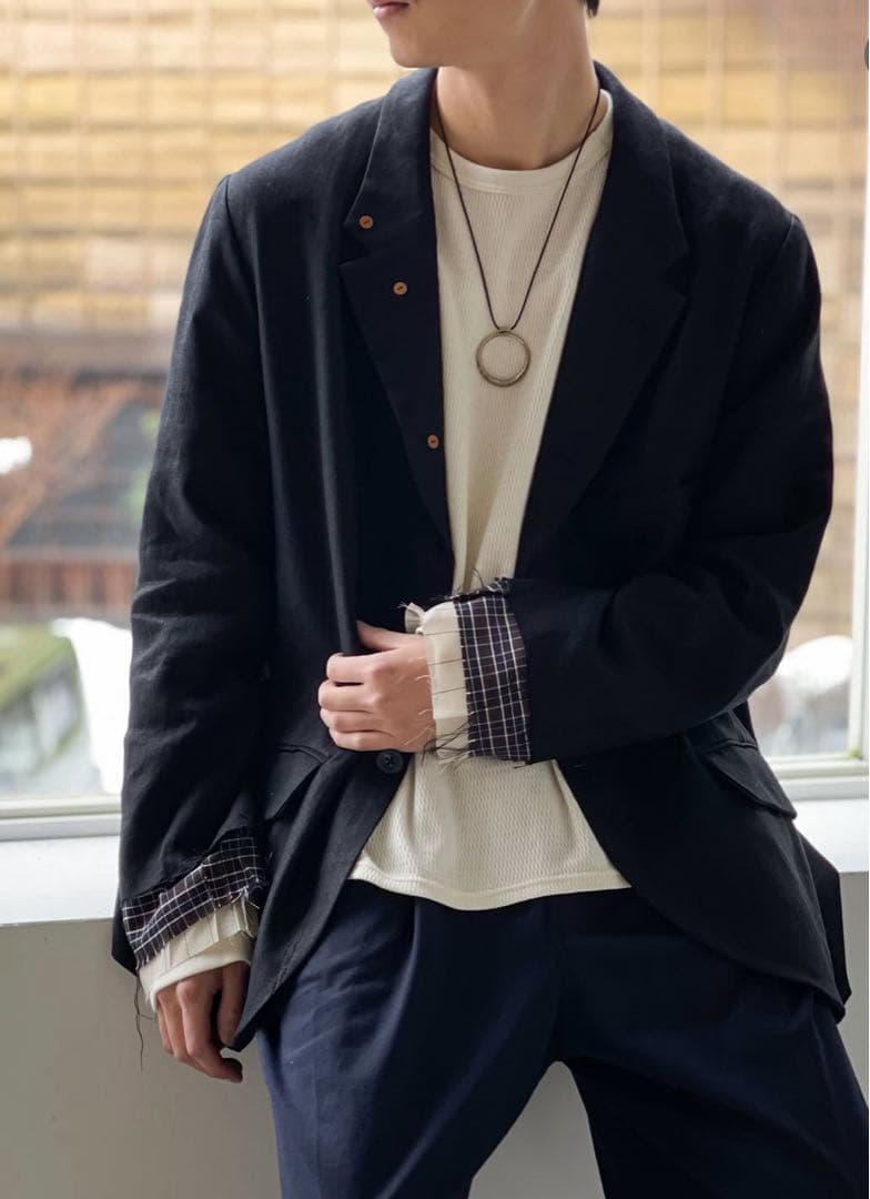 ANCELLM 2026ss LAYERED TAILORED JACKET黒1