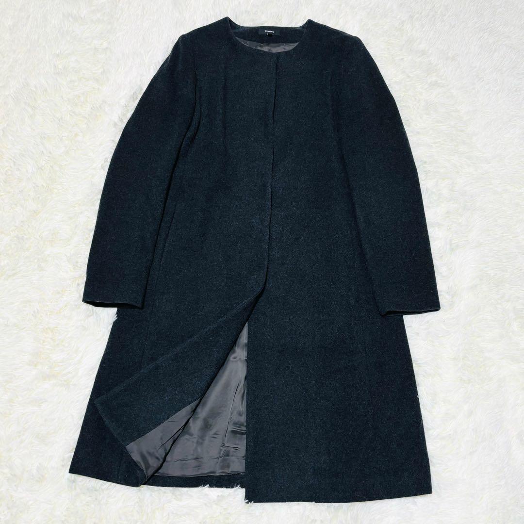 値下げ‼️Theory ロング ノーカラーコートALVIN MELT グレー