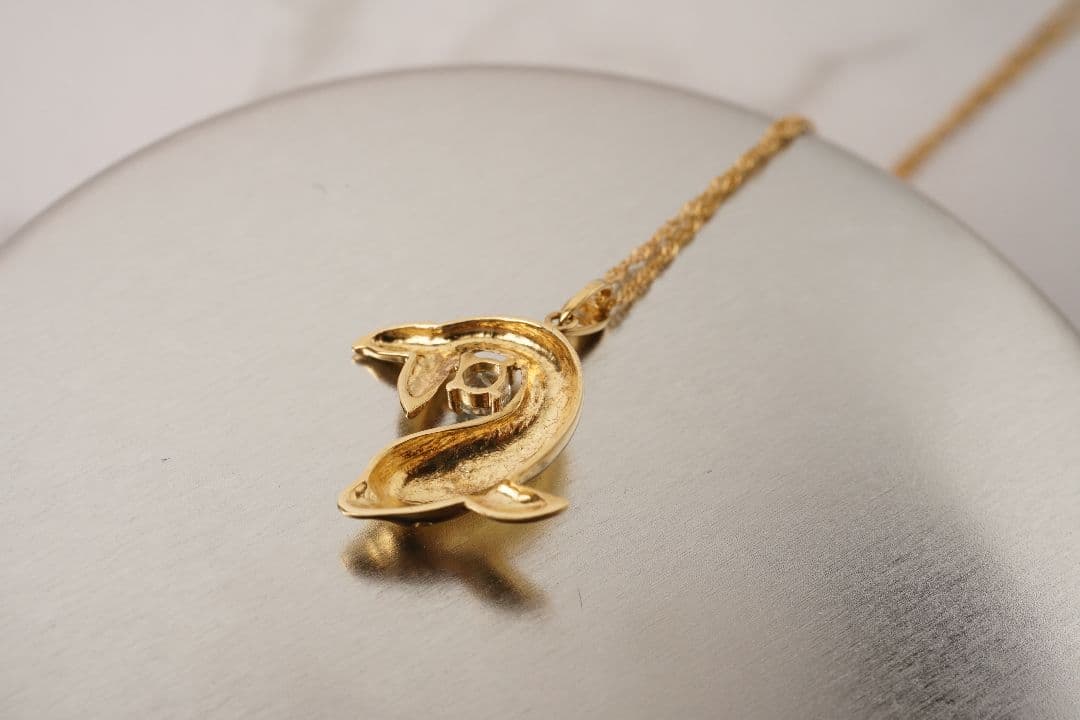 K18✨イルカデザイン ネックレス ストーン装飾