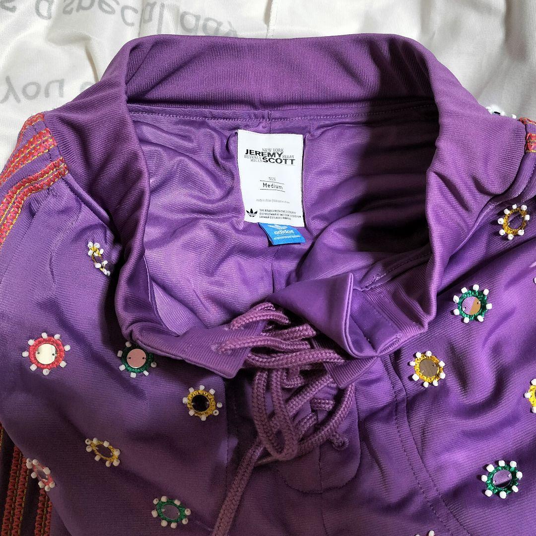 adidas JEREMY SCOTT 編み上げ パンツ ジャージ M パープル
