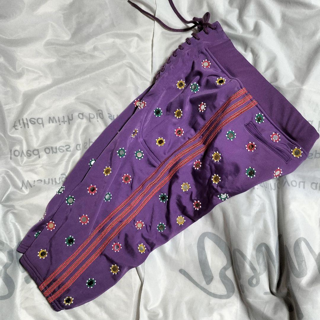 adidas JEREMY SCOTT 編み上げ パンツ ジャージ M パープル